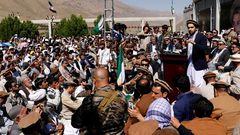 Ahmad Masud se dirige a sus partidarios en Bazarak (provincia de Panjshir), en septiembre del 2019.