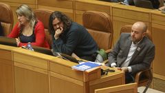Carmen Santos, Antn Snchez y Lus Villares, durante el ltimo pleno del Parlamento de Galicia