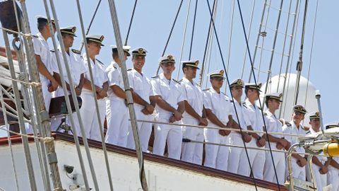 Llegada del buque-escuela Juan Sebastin Elcano a la Escuela Naval de Marn